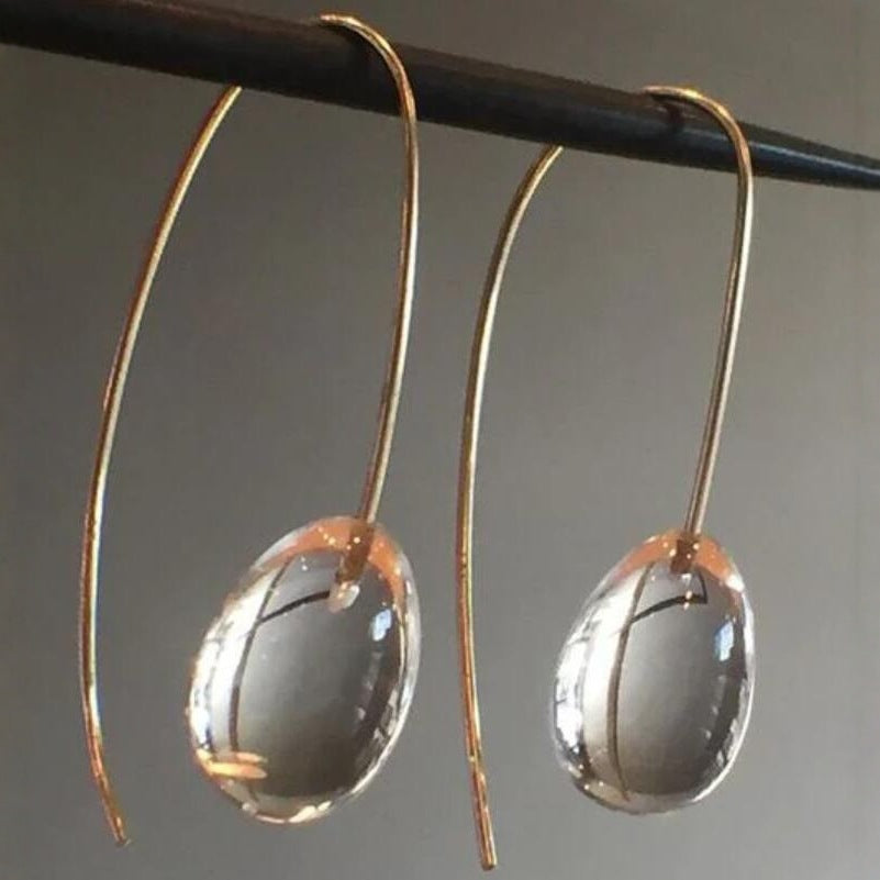 Antique Grey Crystal Gold Earrings