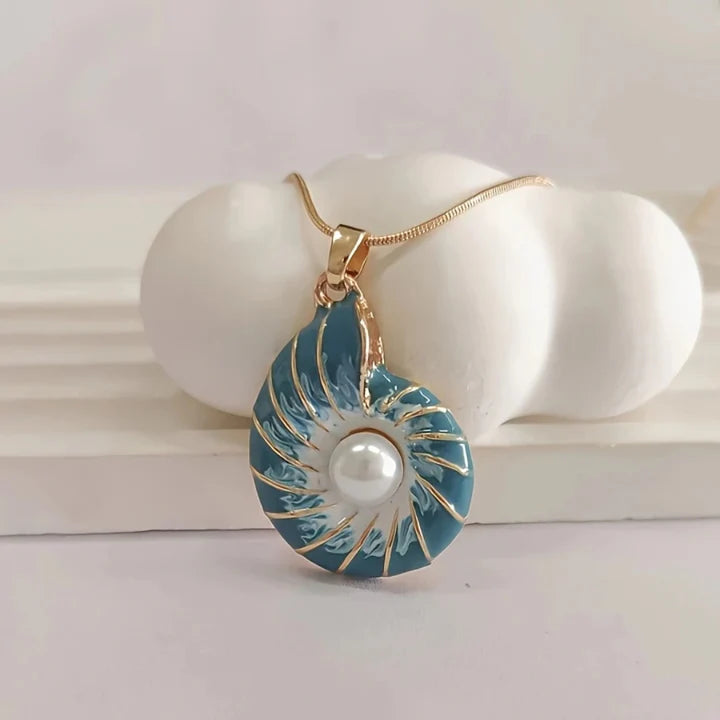 Blue Shell Pearl Necklace