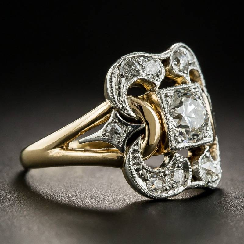 Vintage gouden zirkonia ring