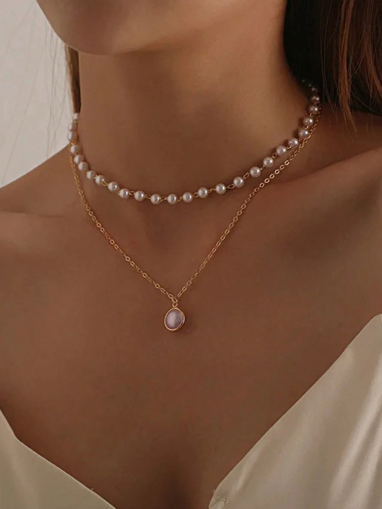 Exquisite pearl necklace | Gold