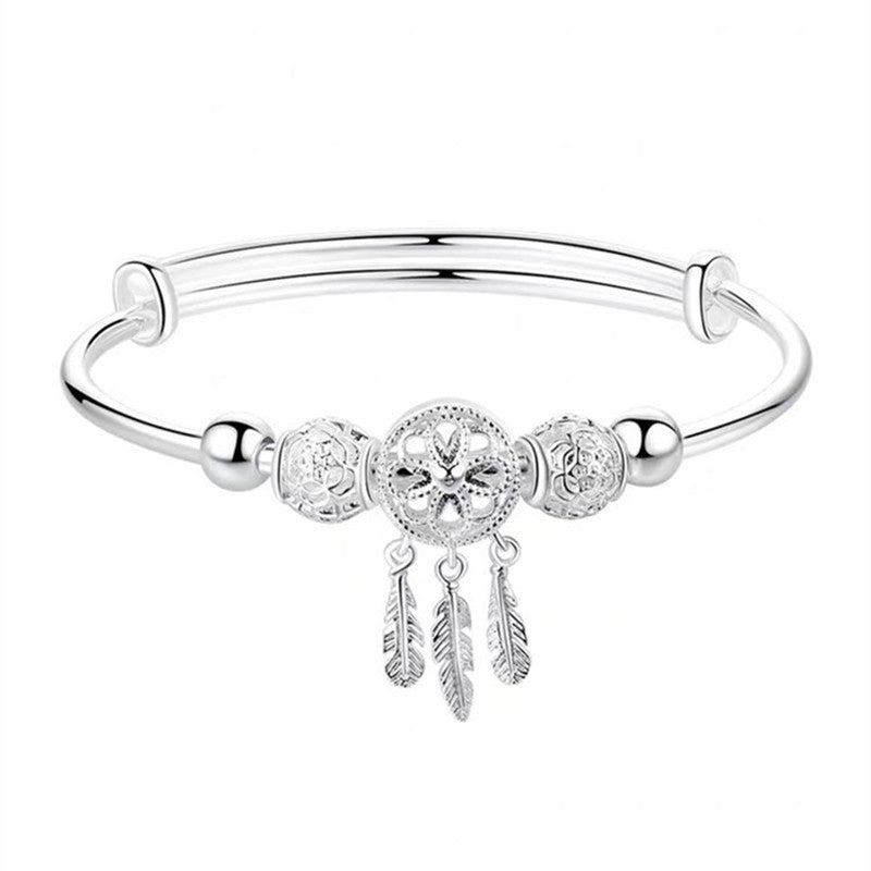 Adjustable Dreamcatcher Bracelet | White Gold
