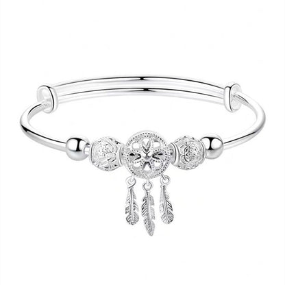 Adjustable Dreamcatcher Bracelet | White Gold
