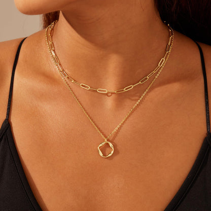 Layered Circle Chain Necklace