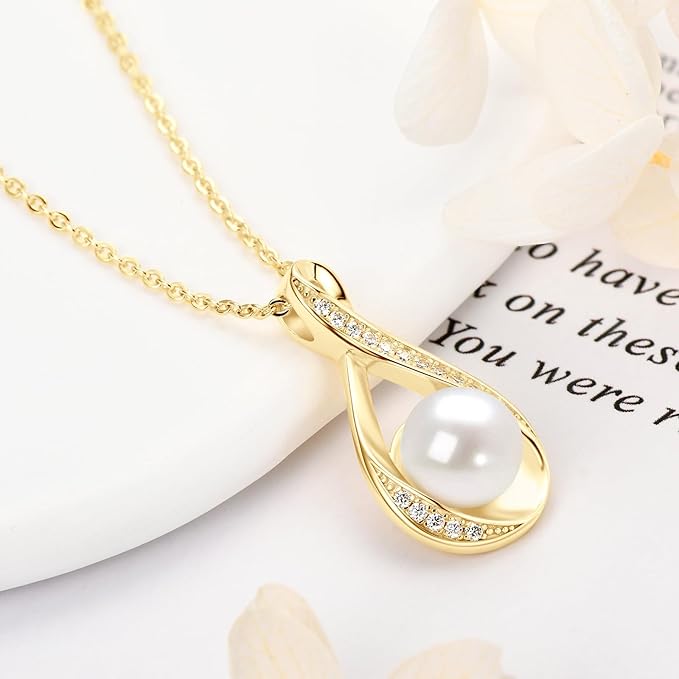 Elegante Infinity Hanger met Zoetwaterparel | Goud