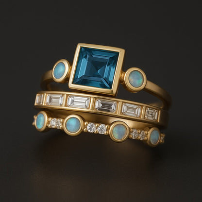 Royal Blue Crystal Ring Set