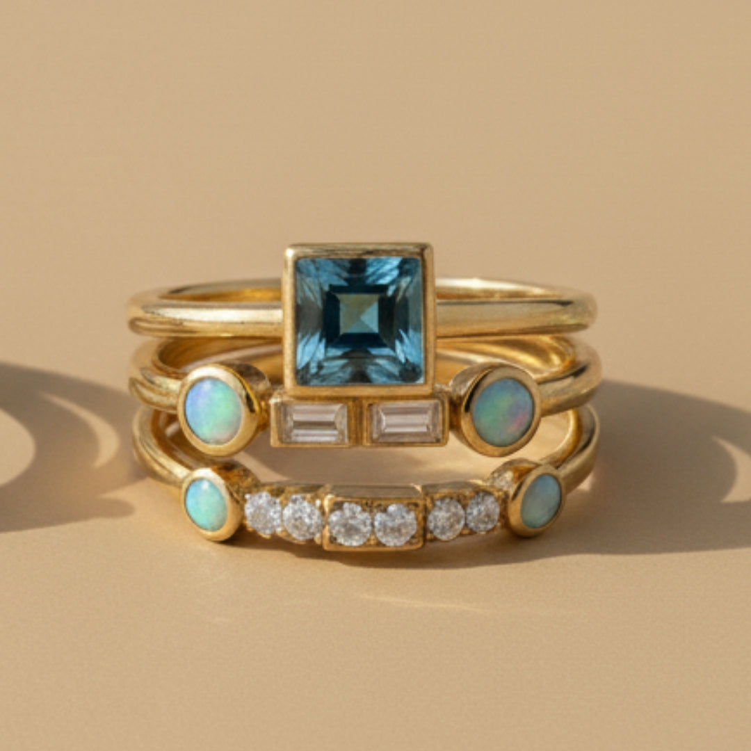 Royal Blue Crystal Ring Set