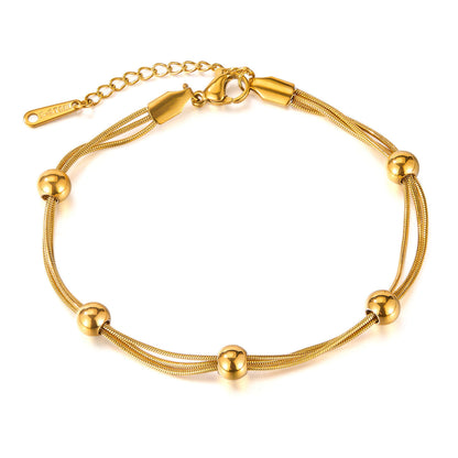 Double Layer Bead Bracelet | Gold