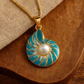 Blue Shell Pearl Necklace