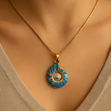 Blue Shell Pearl Necklace