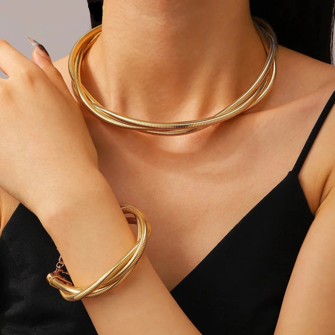 Drielaagse gouden halsketting | Goud