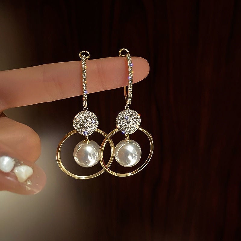 Cultured Pearl Zircon Earrings