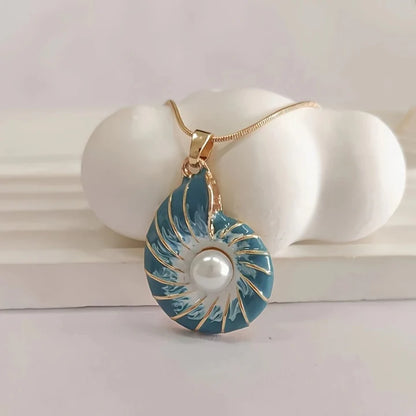 Blue Shell Pearl Necklace