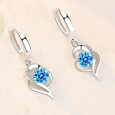 White Gold Zirconia Flower Earrings