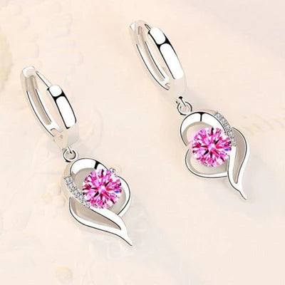 White Gold Zirconia Flower Earrings