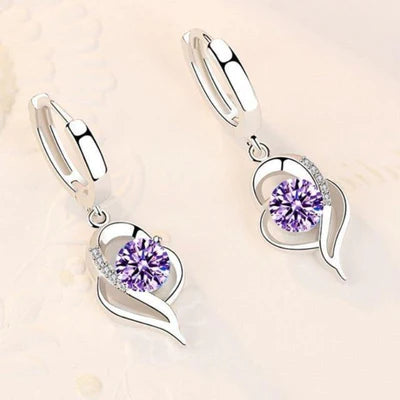 White Gold Zirconia Flower Earrings
