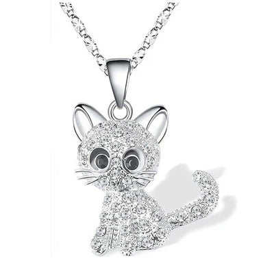 Kitten Zirconia Silver Necklace