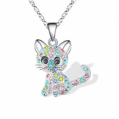 Kitten Zirconia Silver Necklace