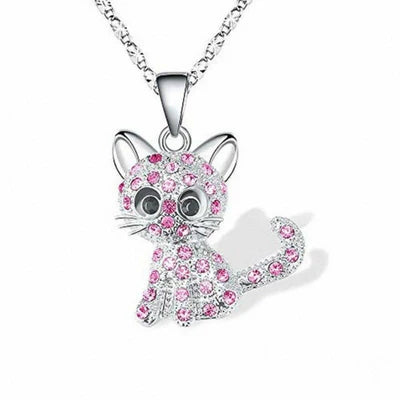 Kitten Zirconia Silver Necklace