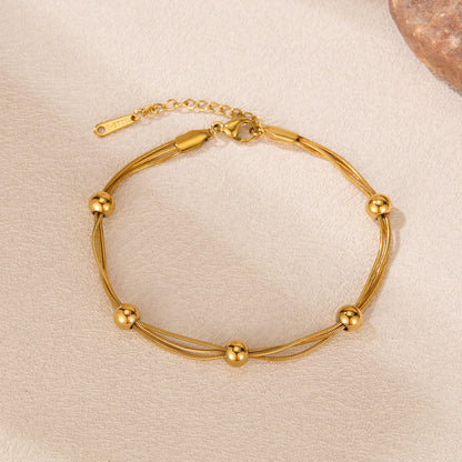 Double Layer Bead Bracelet | Gold