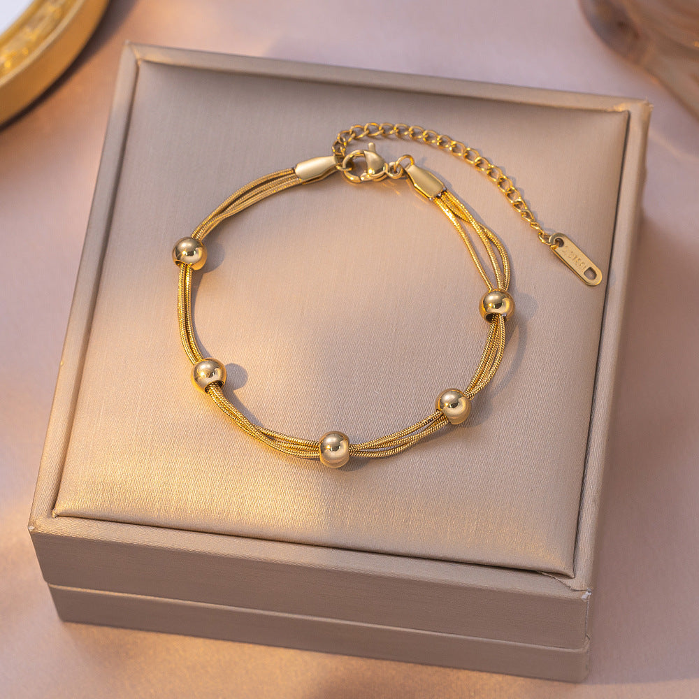 Double Layer Bead Bracelet | Gold