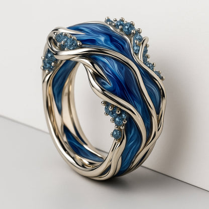 Vintage Ocean Wave Adjustable Gold Ring