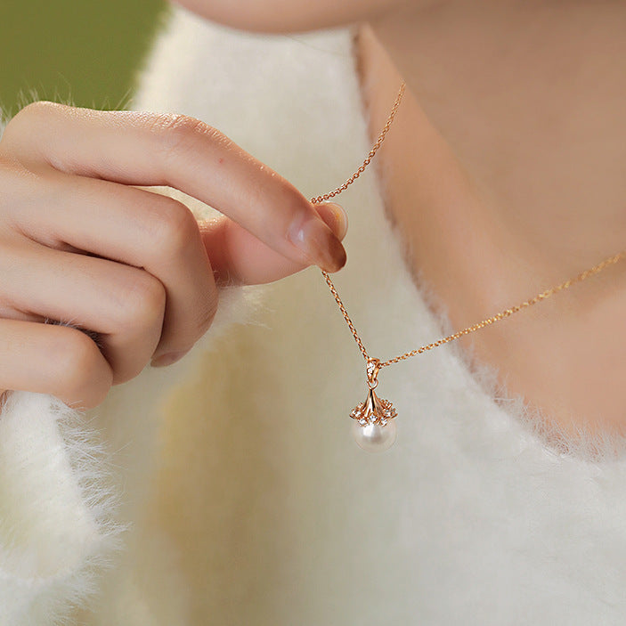 Roségouden Parelketting
