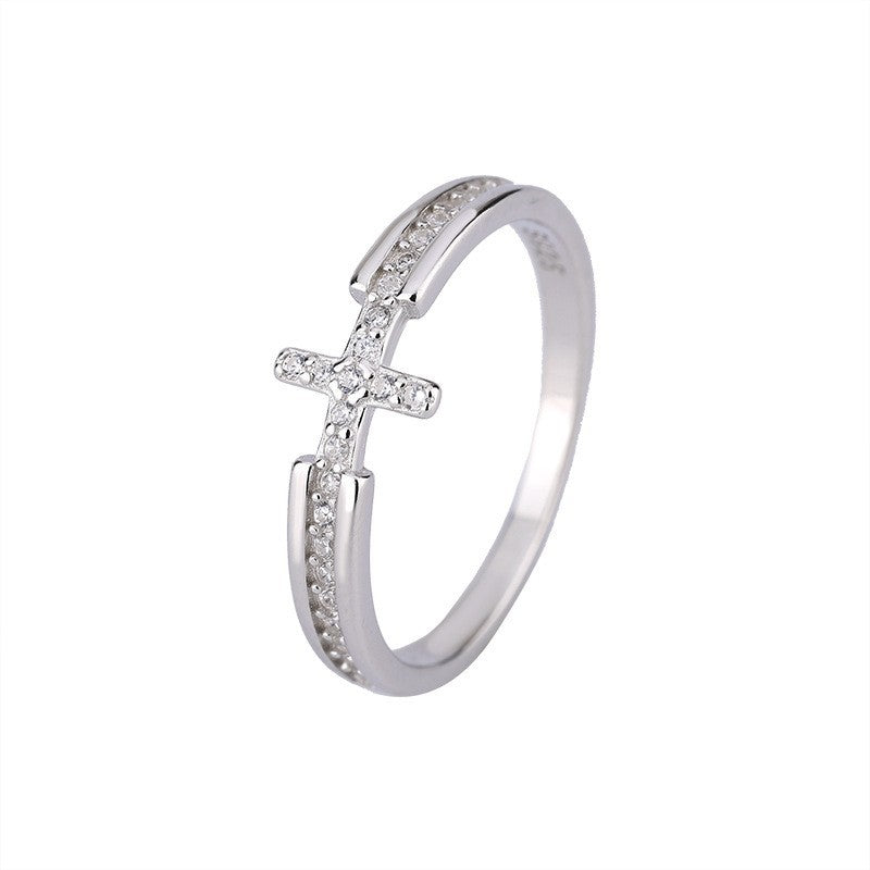 Celeste Cross Ring | White Gold