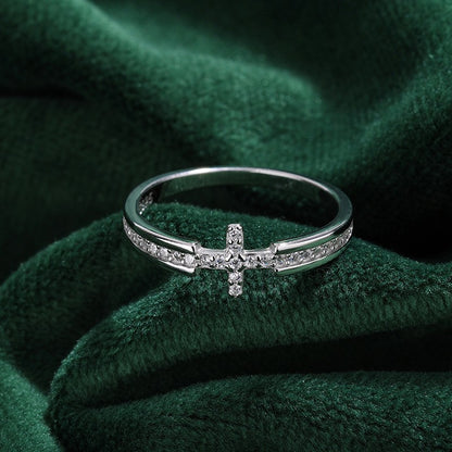 Celeste Cross Ring | White Gold