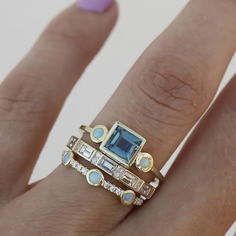 Royal Blue Crystal Ring Set