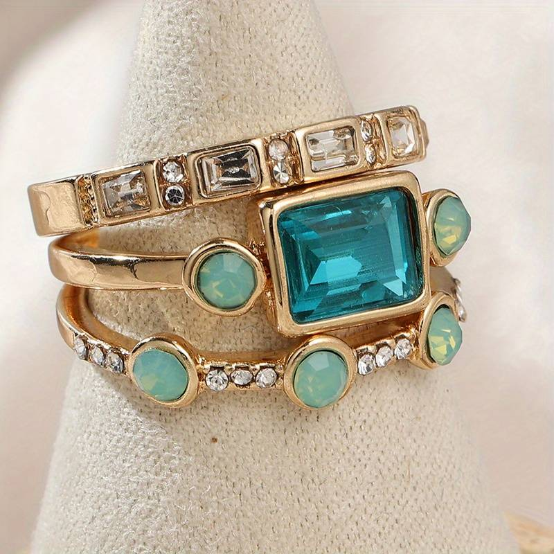 Royal Blue Crystal Ring Set