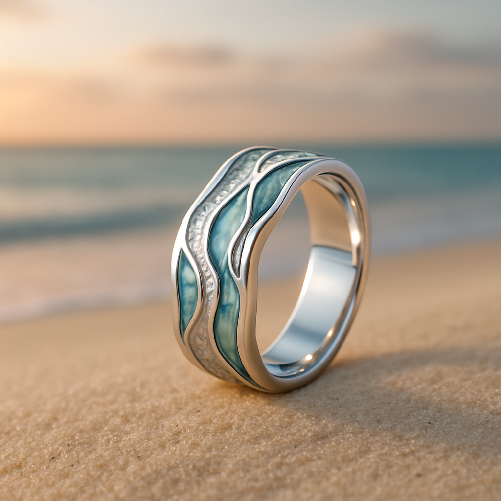 Turquoise Zilvergolf ring
