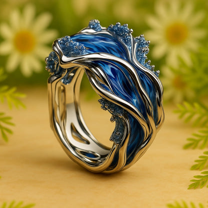 Vintage Ocean Wave Adjustable Gold Ring