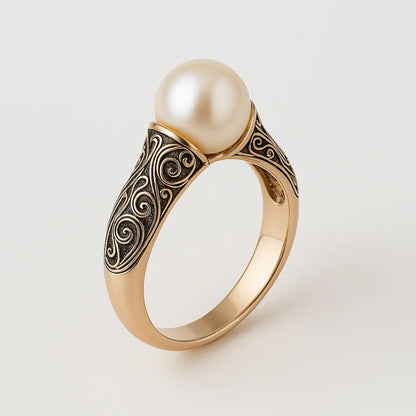 Vintage Golden Pearl Ring