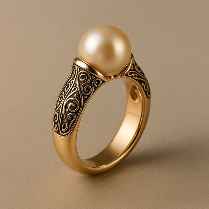 Vintage Golden Pearl Ring