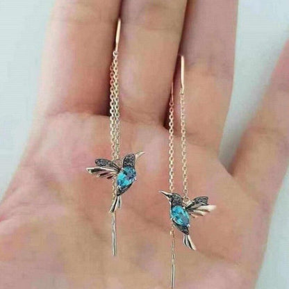 Hummingbird Zirconia Enamel Earrings