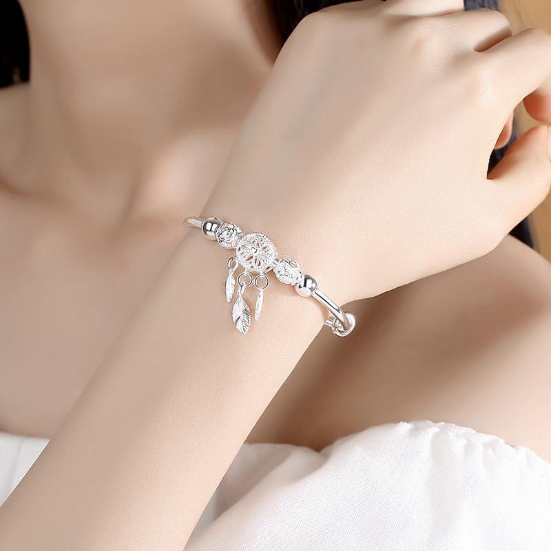 Adjustable Dreamcatcher Bracelet | White Gold