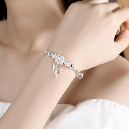 Adjustable Dreamcatcher Bracelet | White Gold