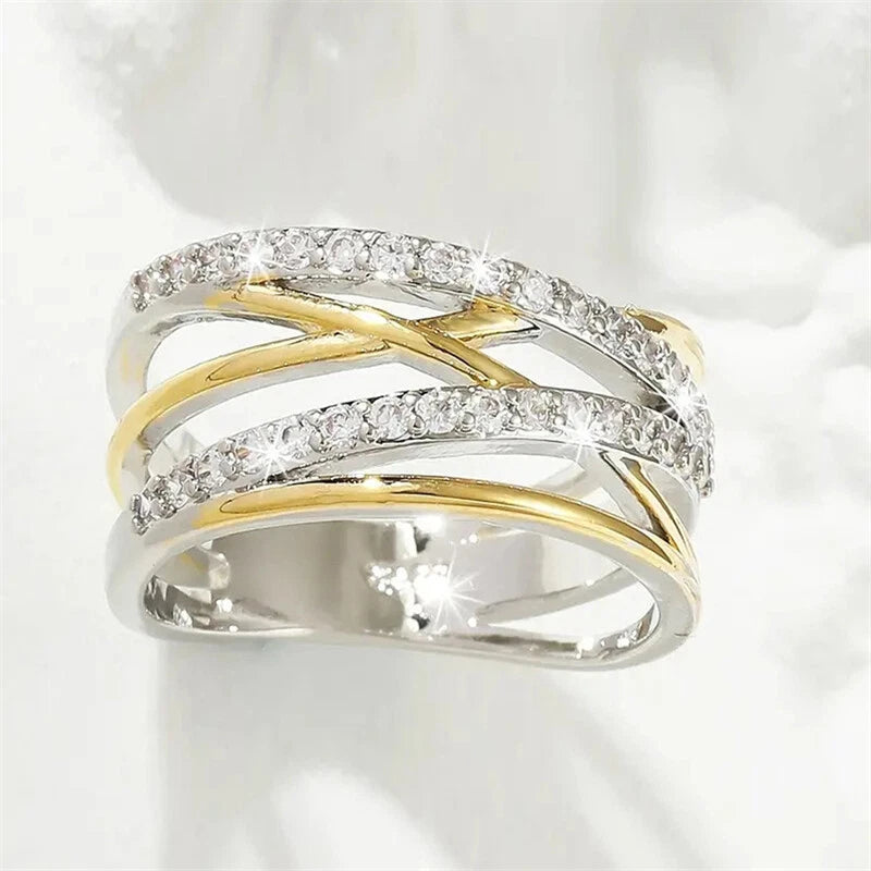 Luna Crossover Ring | Goud & Zilver