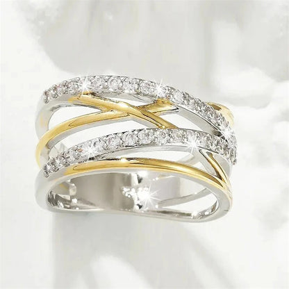 Luna Crossover Ring | Goud & Zilver