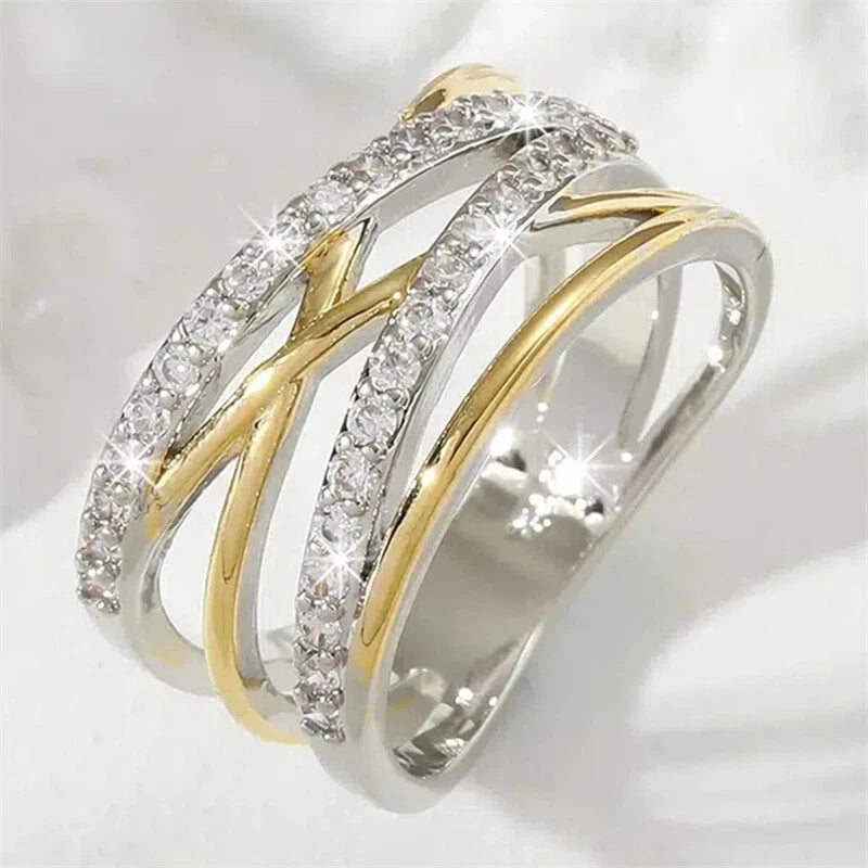 Luna Crossover Ring | Goud & Zilver