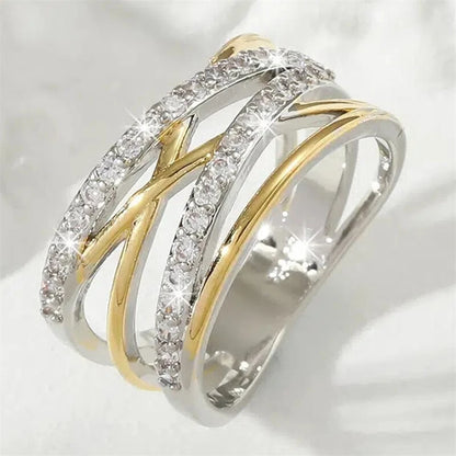 Luna Crossover Ring | Goud & Zilver