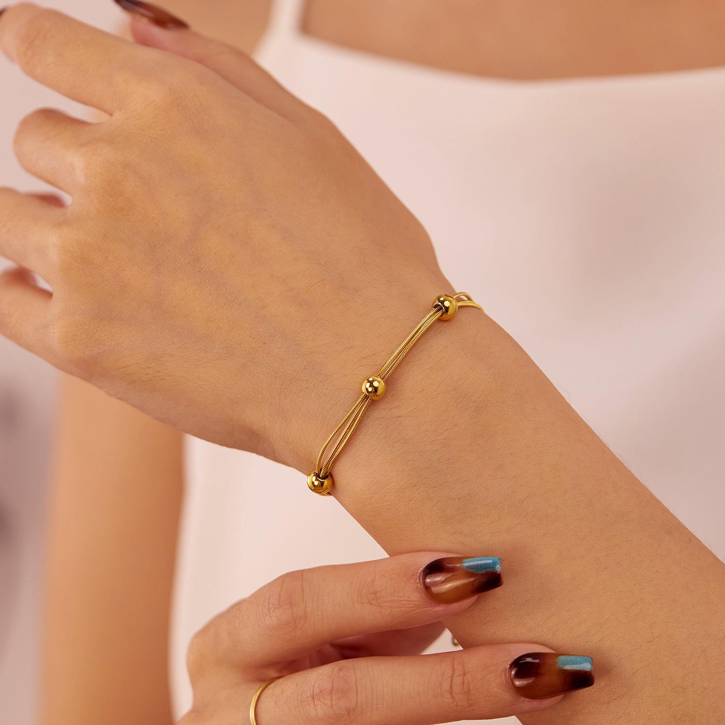 Double Layer Bead Bracelet | Gold